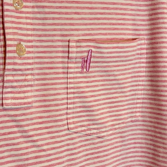 Johnnie-O Dante Raspberry Pink White Stripe Pocket Polo Short Sleeve Shirt M - Picture 4 of 8